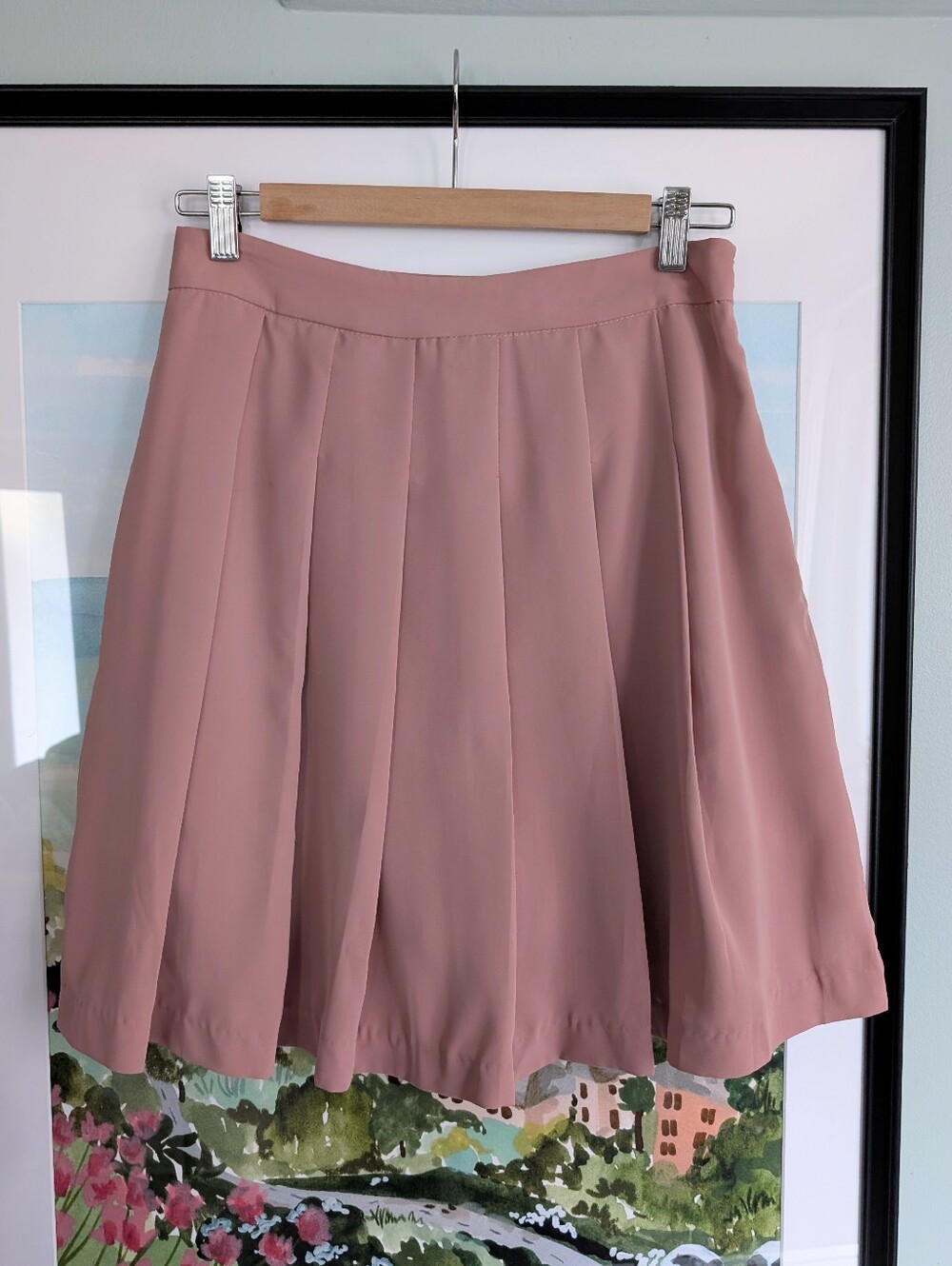 Pleated A-Line Skirt in Mauve Pink
